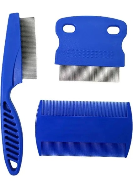 3 Pcs/set Pet Pet Pet Temizleme Kapalı Köpek Tavak Muküsü ve Kabuk Küçük Bitli Pire Taraklar Kediler Mağaralar: Mavi (Yurt Dışından)