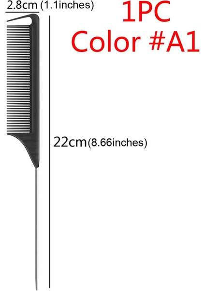 Profesyonel Uç Noktası Saç Stili Tarak Antistatik Saç Boyası Fırçası Berber Çelik Iğne Pimi Fare Ucu Taraklar Berber Aksesuarları Renk:1 Adet Renk A1 (Yurt Dışından)