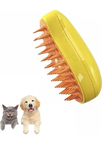 Pet Steam Brush Kedi Köpek Temizleme Buharlı Sprey Masaj Güzellik Tarak 3'ü 1 Arada Tüyleri Alma Bakım Mama Aksesuarları Renk:brush Yellow (Yurt Dışından)