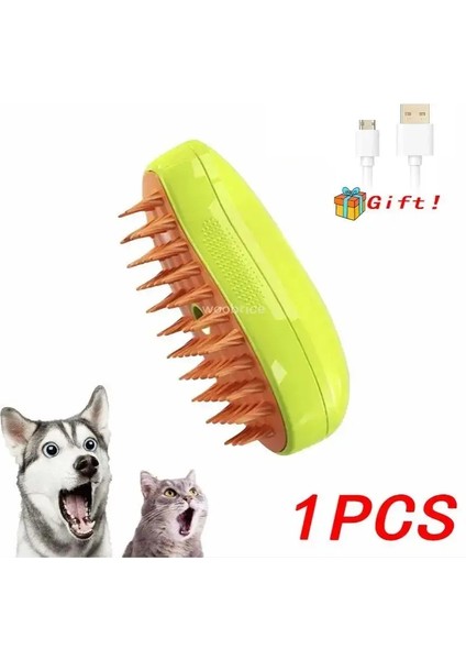 3 In1 Elektrikli Buharlı Kedi Tımar Fırçası Gevşek Saçları Çıkarmak Için Buharda Kendi Kendine Temizlik Püskürtme Köpek Fırçası Masaj Pet Taraklar Renk: 1 Pcs-Yeşil (Yurt Dışından)
