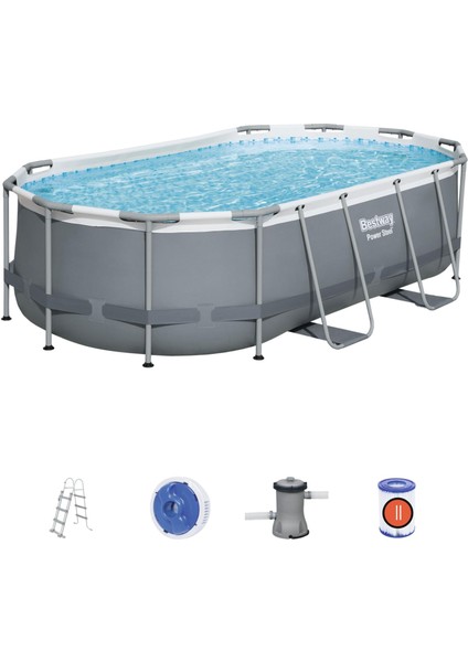 ® 56620 Power Steel™ Prefabrik Yer Üstü Oval Havuz Seti 4,27 M x 2,50 M x 1,00 M