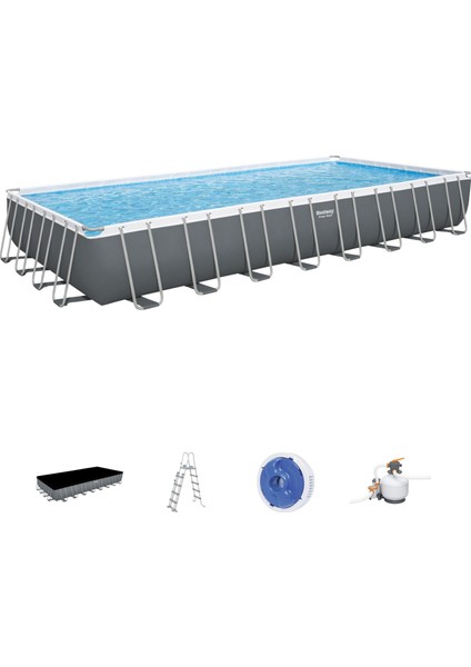 ® 56623 Power Steel™ Prefabrik Dikdörtgen Yer Üstü Havuz Seti 9,56 M x 4,88 M x 1,32 M fırsatları