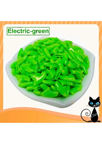 100PCS /lot Kedi Tırnak Kapakları Yumuşak Kedi Pençe Kontrol Evcil Hayvanları Silikon Tırnak Koruyucusu Yapıştırıcı ve Aplikatör Renk: Elektrikli Yeşil /boyut: Xs (Yurt Dışından)