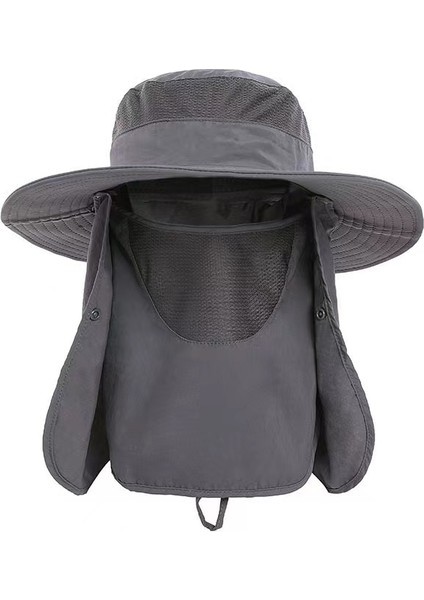 Boyun Flap ve Yüz Kapaklı Geniş Ağızlı Güneş Şapkası Erkek Kadın Balıkçılık Şapkası Açık Seyahat ŞAPKASI(56-60CM) (Yurt Dışından)