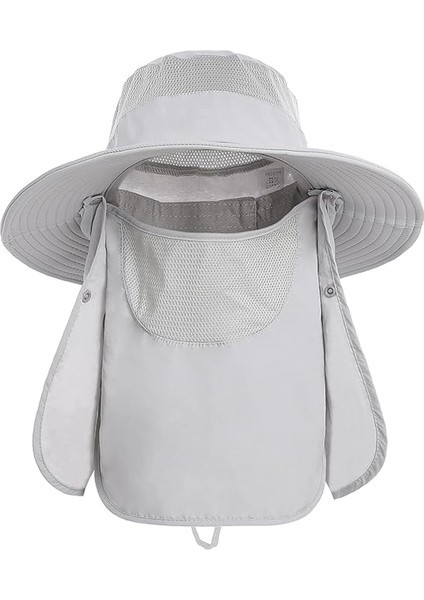 Boyun Flap ve Yüz Kapaklı Geniş Ağızlı Güneş Şapkası Erkek Kadın Balıkçılık Şapkası Açık Seyahat ŞAPKASI(56-60CM) (Yurt Dışından)