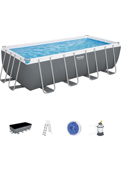 Power Steel™ 56671 Prefabrik Dikdörtgen Yer Üstü Havuz Seti 4,88 M x 2,44 M x 1,22 M