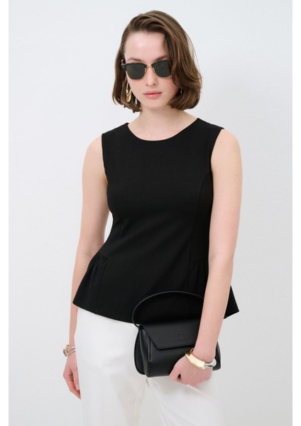 Örme Peplum Bluz Siyah 11545088000