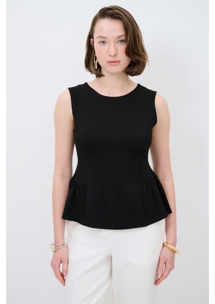 Örme Peplum Bluz Siyah 11545088000
