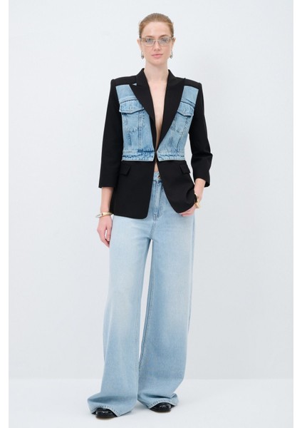 Denim Garnili Crop Ceket Siyah 11944905000 modelleri