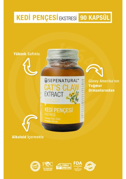 Sepe Natural Cat'S Claw Ekstraktı 90 Kapsül X 360Mg | Kedi Pençesi fırsatları