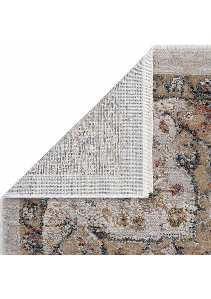 Hanedan Bej Göbekli Klasik Salon Halısı Otantik Desenli Dokuma Makine Halısı Çiçekli Ev Oda Halısı
