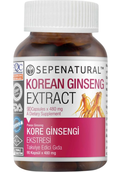 Sepe Natural Panax Ginseng Kök Ekstraktı 90 Kapsül X 450Mg