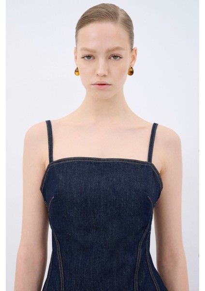 Volanlı Mini Denim Elbise fırsatları