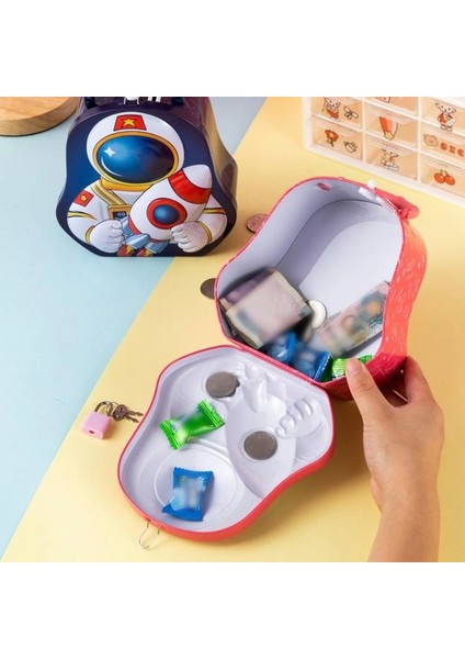 S-256 (13-18) Astronot Saplı Kilitli Metal Kumbara 3+ - Tekli fiyatları