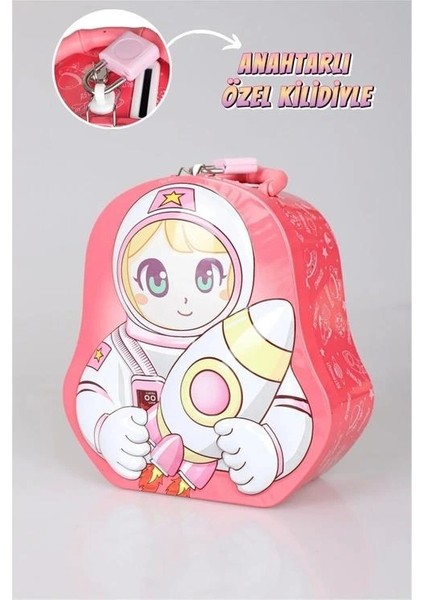 S-256 (13-18) Astronot Saplı Kilitli Metal Kumbara 3+ - Tekli fırsatları