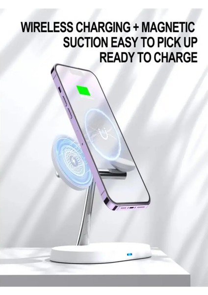 3'lü Wireless Kablosuz Şarj Standı Apple - Android Uyumlu 15W Hızlı Şarj Kulaklık - Saat Şarj Standı