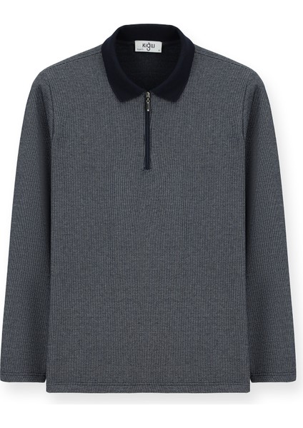Polo Yaka Regular Fit Fermuarlı Pamuklu Sweatshirt