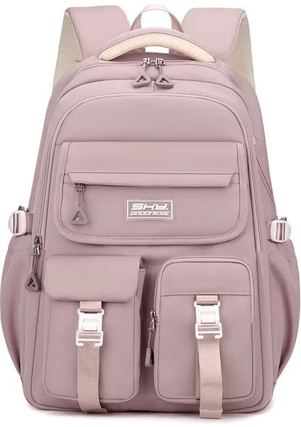 Okul Seyahati Öğrenci Sırt Çantası Için Düz Renk Basit Çok Işlevli Büyük Kapasiteli Sırt Çantası (Yurt Dışından)