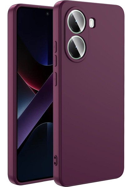 Poco X7 Pro Kılıf Lansman Içi Kadife Kamera Korumalı Mara Silikon Kılıf - Koyu Mor
