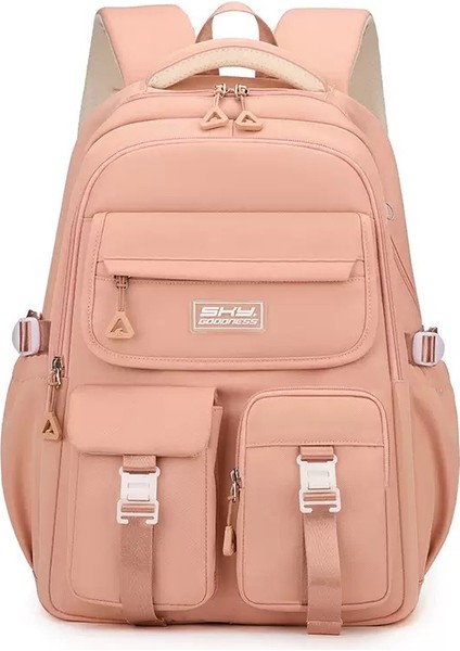 Okul Seyahati Öğrenci Sırt Çantası Için Düz Renk Basit Çok Işlevli Büyük Kapasiteli Sırt Çantası (Yurt Dışından)