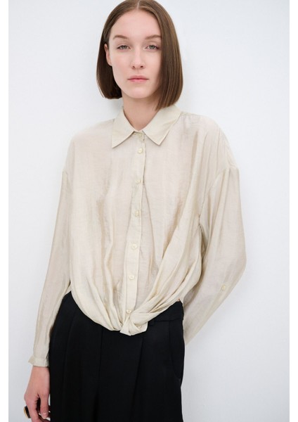 V Yaka Büzgülü Gömlek fırsatları