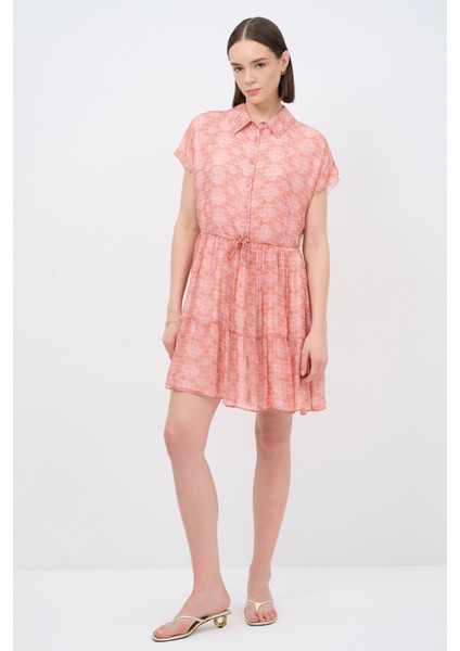 Desenli Kısa Şifon Elbise