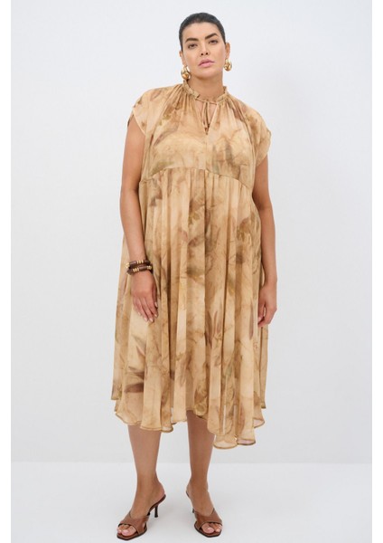 Şifon Desenli Elbise