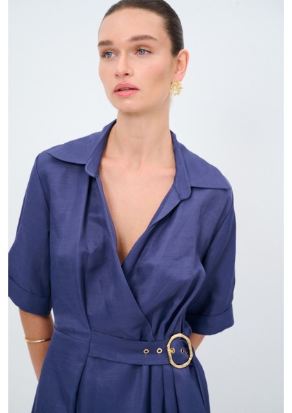 Toka Detaylı Uzun Kol Midi Boy Elbise fiyatları