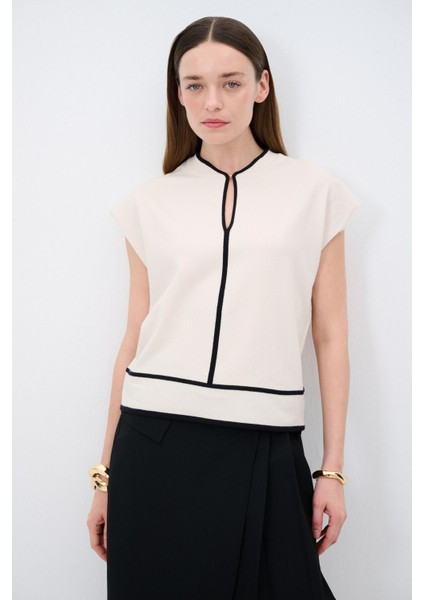Kontrast Triko Bluz Vanilya 115L9364000
