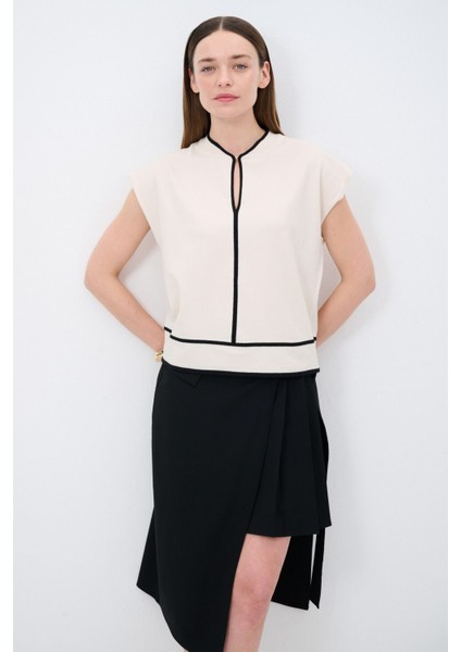 Kontrast Triko Bluz Vanilya 115L9364000 fırsatları