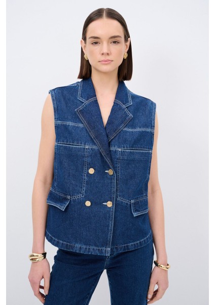 Kruvaze Jean Yelek Lacivert 179L9053002