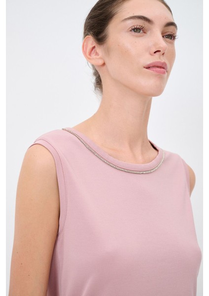 Taş Detaylı Kolsuz Bluz Pembe 11545068000