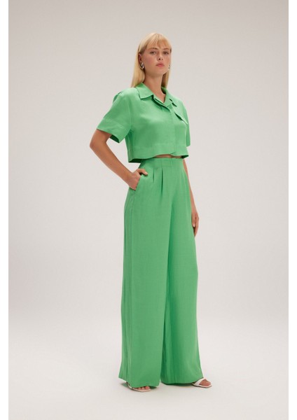 Geniş Paça Pantolon Yesil 15343859000 fırsatları