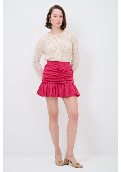 Büzgü Detaylı Tafta Etek Fuşya 12744411002 modelleri