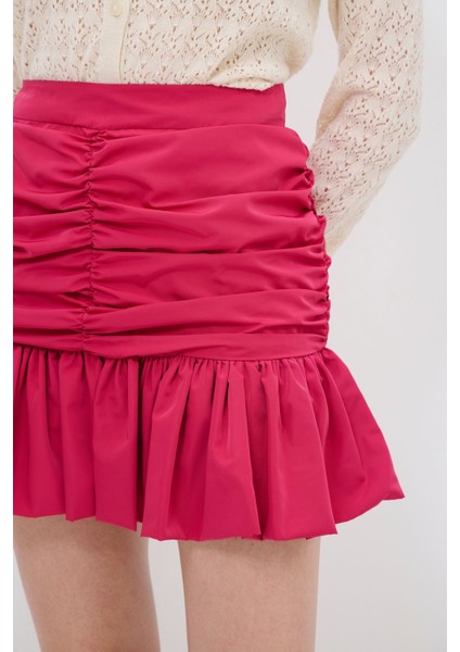 Büzgü Detaylı Tafta Etek Fuşya 12744411002 fırsatları