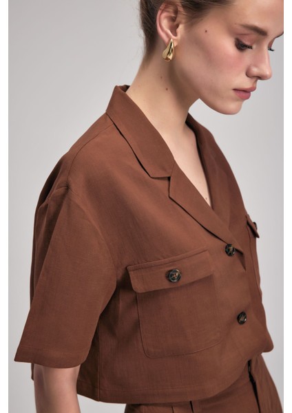 Ceplı Kısa Gömlek Kahve 13043635000 fiyatları