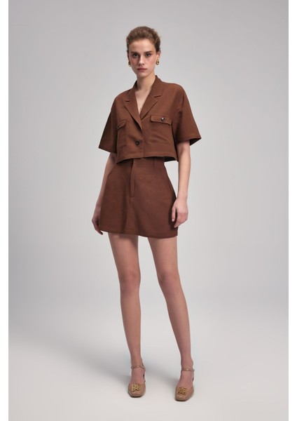 Ceplı Kısa Gömlek Kahve 13043635000 modelleri