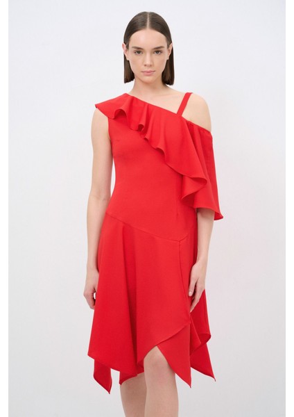 Tek Omuz Volanlı Elbise fırsatları