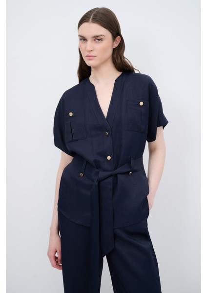 Viskon Bağlamalı Gömlek