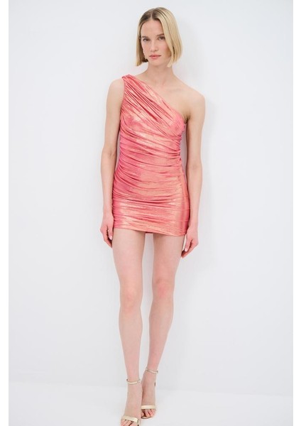 Büzgülü Örme Mini Elbise Pembe 12445337000