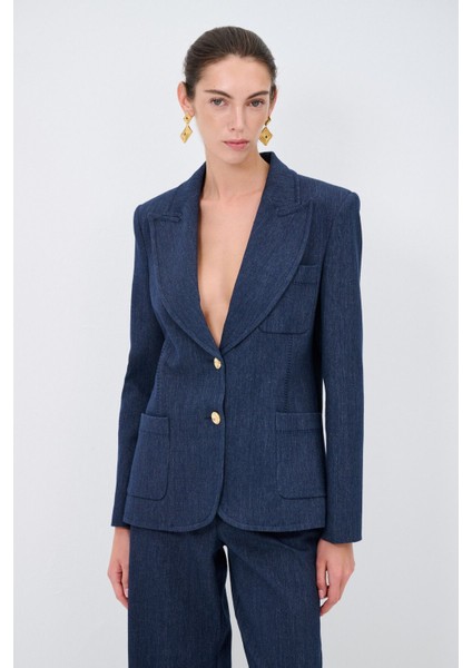 Denim Görünümlü Ceket Lacivert 11944260001