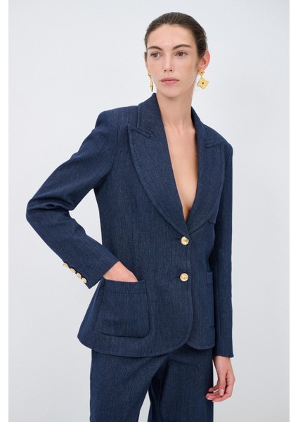 Denim Görünümlü Ceket Lacivert 11944260001