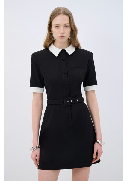 Polo Yaka Mini Elbise Siyah 12444821000