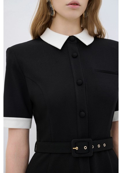 Polo Yaka Mini Elbise Siyah 12444821000