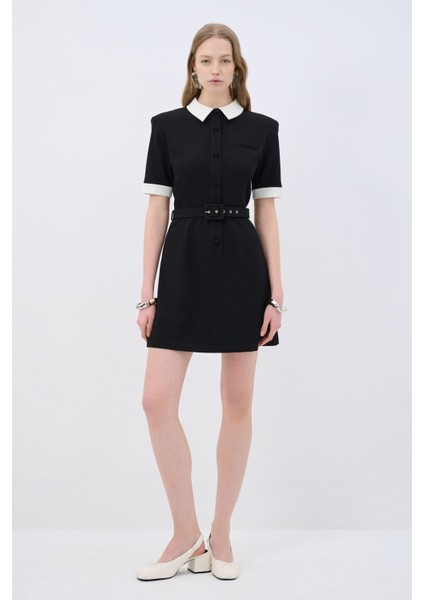 Polo Yaka Mini Elbise Siyah 12444821000