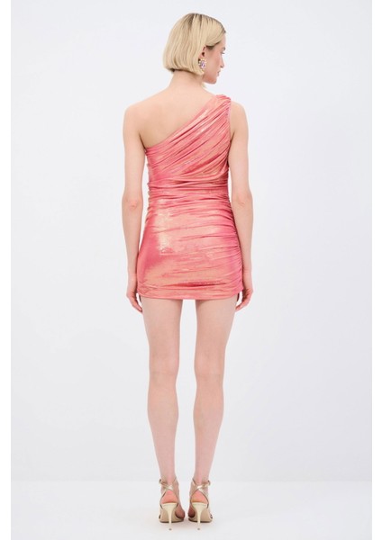 Büzgülü Örme Mini Elbise Pembe 12445337000