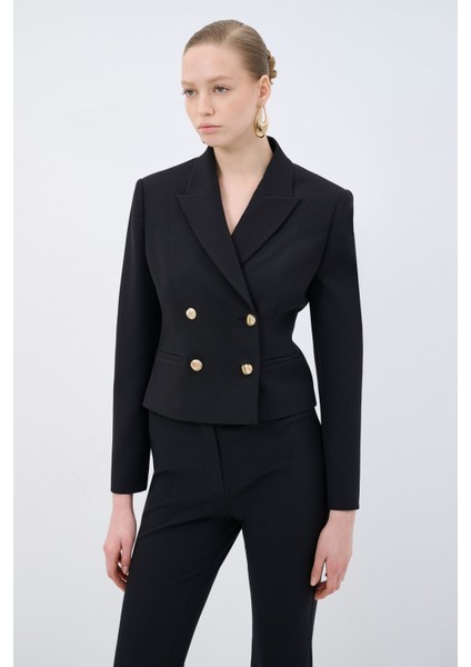 Kruvaze Gabardin Ceket Siyah 11945135000