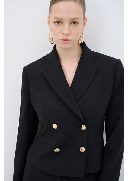 Kruvaze Gabardin Ceket Siyah 11945135000