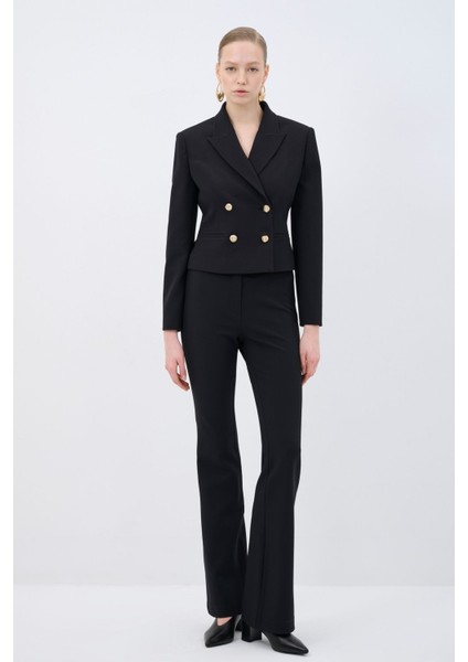 Kruvaze Gabardin Ceket Siyah 11945135000