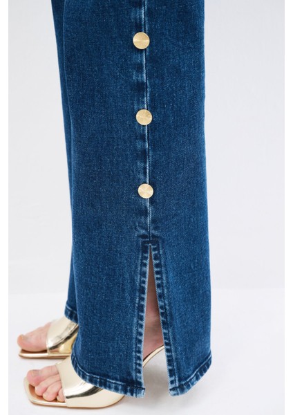 Düğmeli Jean Pantolon modelleri